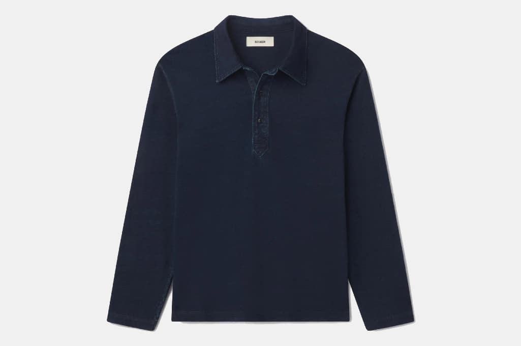 Buck Mason Indigo-Dipped Yuma Long Sleeve Polo