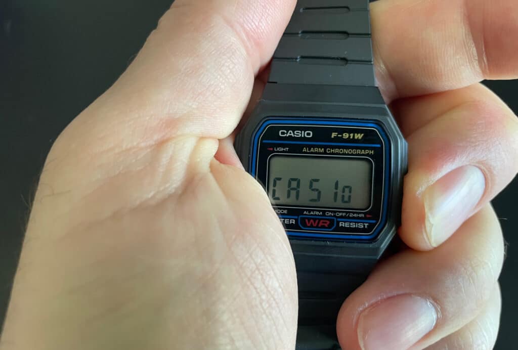 Casio F-91W Hold Down Right Button