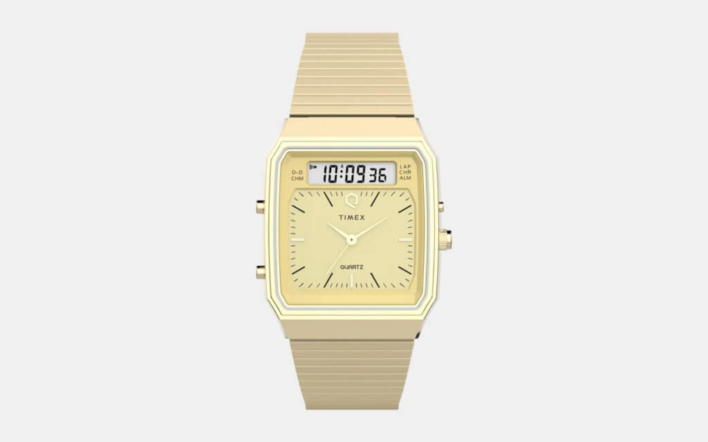 Q Timex 1982 Ana-Digi Reissue Watch Gold