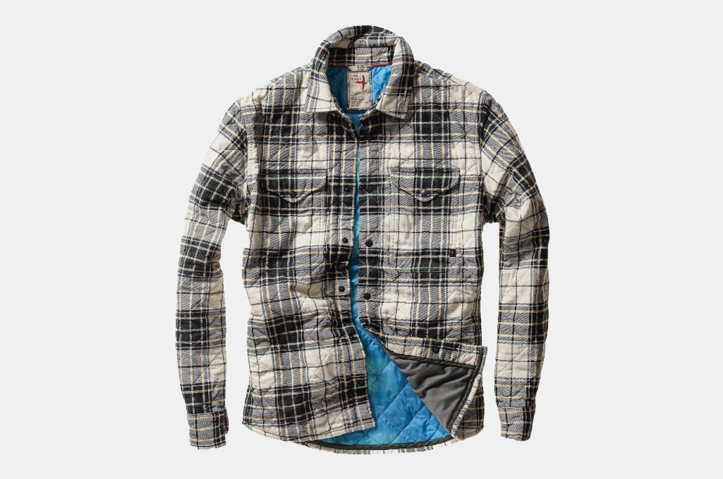 Relwen Quilted Flannel Shirt Jacket Cream Forest Tartan